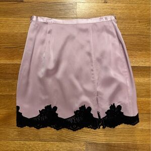 Pink Lace Trim Silk Skirt